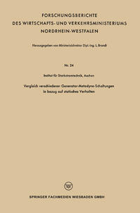 Vorderes Coverbild Vergleich verschiedener Generator-Metadyne-Schaltungen in bezug auf statisches Verhalten