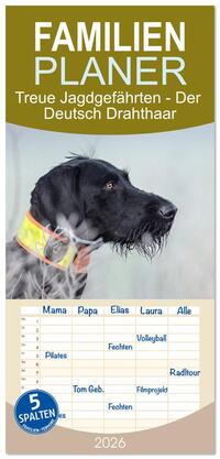 Vorderes Coverbild Familienplaner 2026 - Treue Jagdgefährten - Der Deutsch Drahthaar mit 5 Spalten (Wandkalender, 21 x 45 cm) CALVENDO
