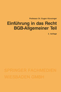 Vorderes Coverbild Einführung in das Recht BGB-Allgemeiner Teil