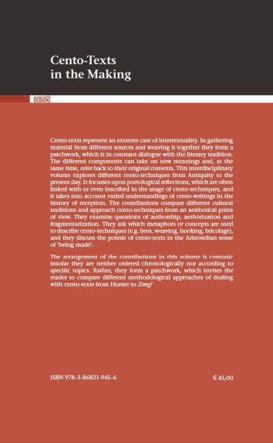 Rückseitencover Cento-Texts in the Making