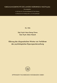 Vorderes Coverbild Klärung des diagnostischen Wertes von Verfahren der psychologischen Eignungsuntersuchung