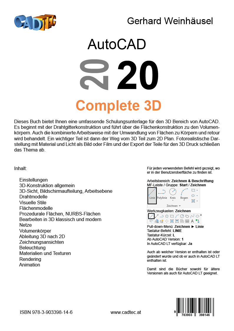 Rückseitencover AutoCAD 2020 Complete 3D