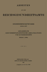 Vorderes Coverbild Gesammelte Gesundheitsstatistische Abhandlungen und Kurzberichte