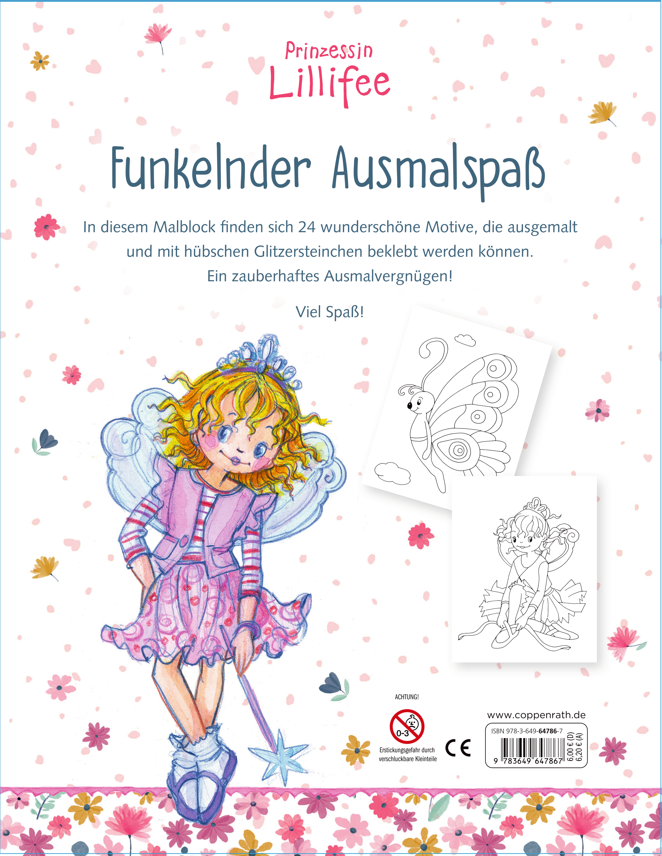 Rückseitencover Malblock mit Glitzersteinchen (Prinzessin Lillifee)