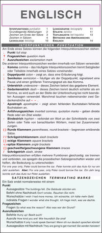 Vorderes Coverbild Leporello: Englisch – Interpunktion, Lexikologie und Stilistik im Überblick