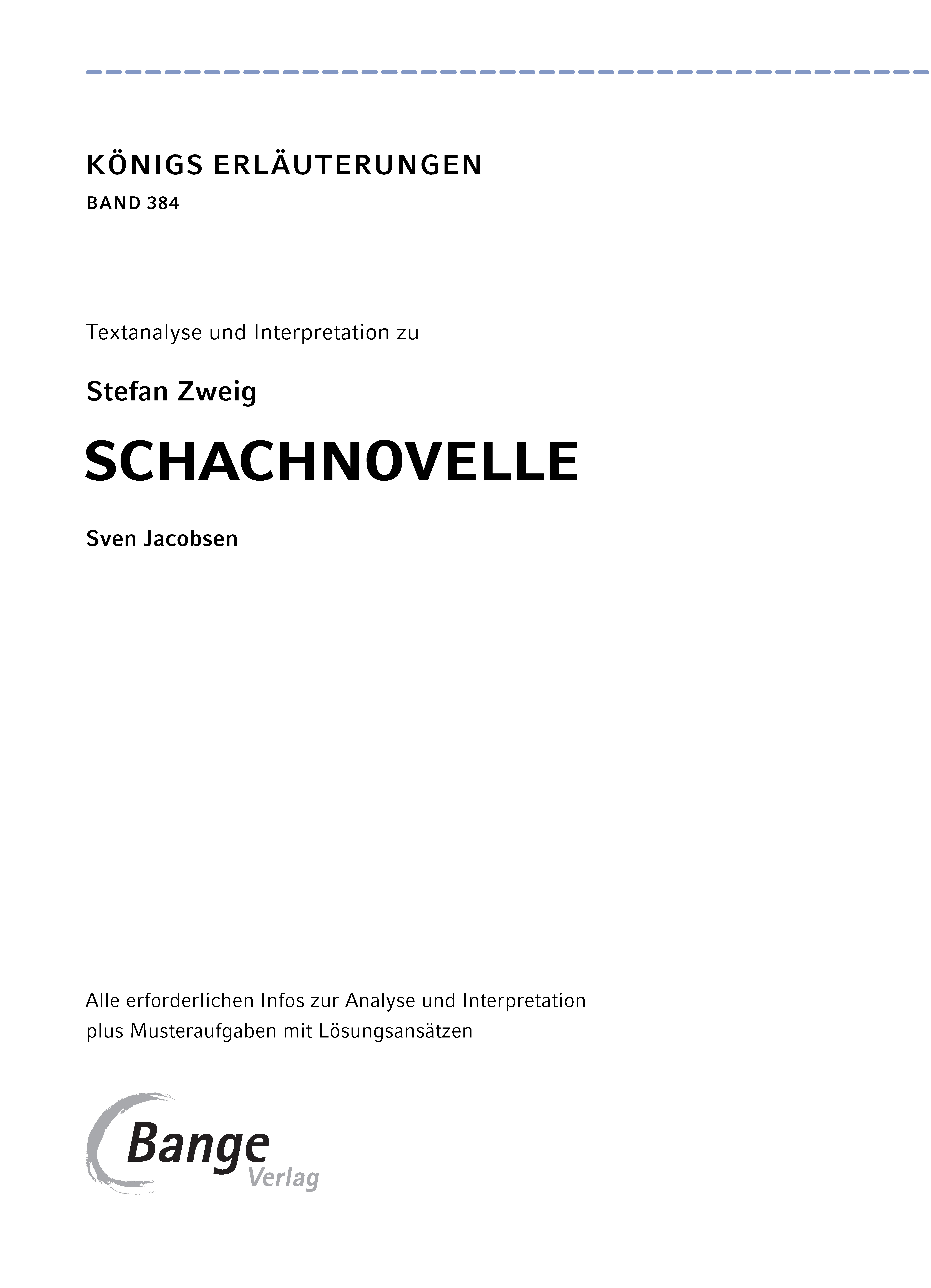 Beispielinhalt (Bild) Schachnovelle von Stefan Zweig - Textanalyse und Interpretation