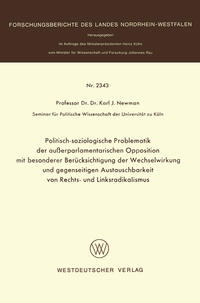 Vorderes Coverbild Politisch-soziologische Problematik der außerparlamentarischen Opposition mit besonderer Berücksichtigung der Wechselwirkung und gegenseitigen Austauschbarkeit von Rechts- und Linksradikalismus