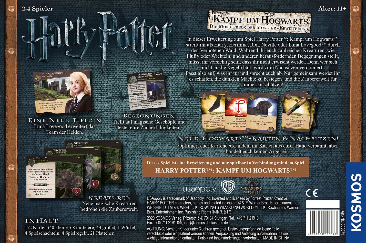 Rückseitencover Harry Potter Erweiterung Monsterbox