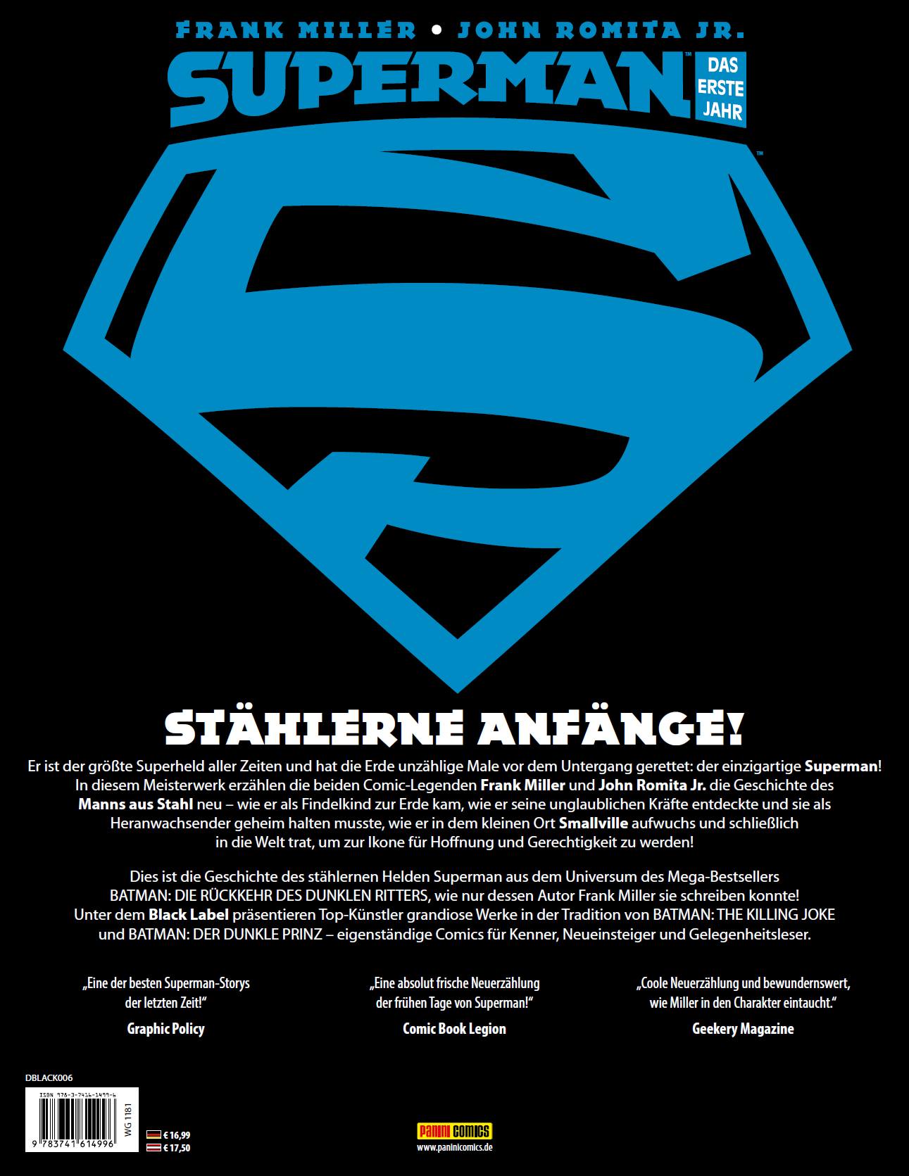 Rückseitencover Superman: Das erste Jahr