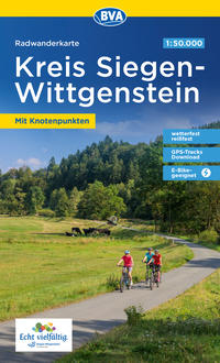 Vorderes Coverbild Radwanderkarte BVA Kreis Siegen-Wittgenstein mit Knotenpunkten 1:50.000, reiß- und wetterfest, GPS-Tracks Download, E-Bike-geeignet