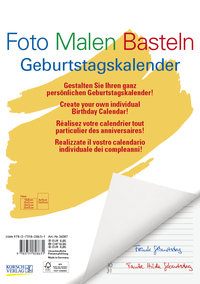 Vorderes Coverbild Foto-Malen-Basteln Bastelkalender A4 weiß Geburtstagskalender