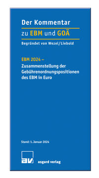 Vorderes Coverbild EBM 2024 - Zusammenstellung der Gebührenordnungspositionen des EBM in Euro