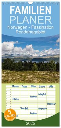 Vorderes Coverbild Familienplaner 2025 - Norwegen - Faszination Rondanegebiet mit 5 Spalten (Wandkalender, 21 x 45 cm) CALVENDO
