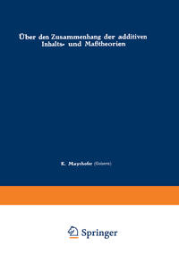 Vorderes Coverbild Über den Zusammenhang der additiven Inhalts- und Maßtheorien