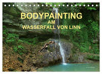 Vorderes Coverbild BODYPAINTING AM WASSERFALL VON LINN (Tischkalender 2026 DIN A5 quer), CALVENDO Monatskalender