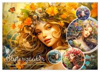 Vorderes Coverbild Blütenzauber - Farbenfrohe Illustrationen der Göttin Flora (Wandkalender 2025 DIN A2 quer), CALVENDO Monatskalender