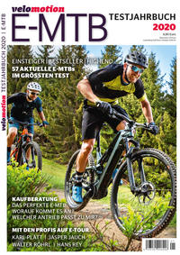 Vorderes Coverbild E-MTB Velomotion Testjahrbuch 2020