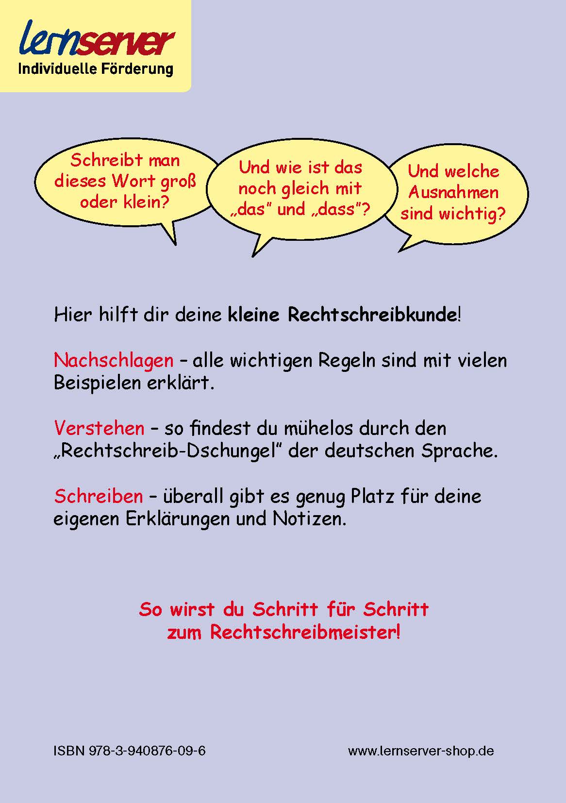 Rückseitencover Meine kleine Rechtschreibkunde - Klasse 5/6