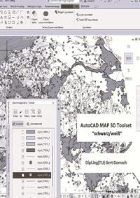 Vorderes Coverbild AutoCAD MAP 3D Toolset, "schwarz/weiß" (zur Information)