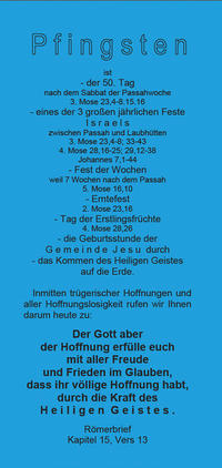 Vorderes Coverbild Pfingsten