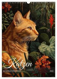 Vorderes Coverbild Katzen Kunstillustrationen (Wandkalender 2025 DIN A3 hoch), CALVENDO Monatskalender
