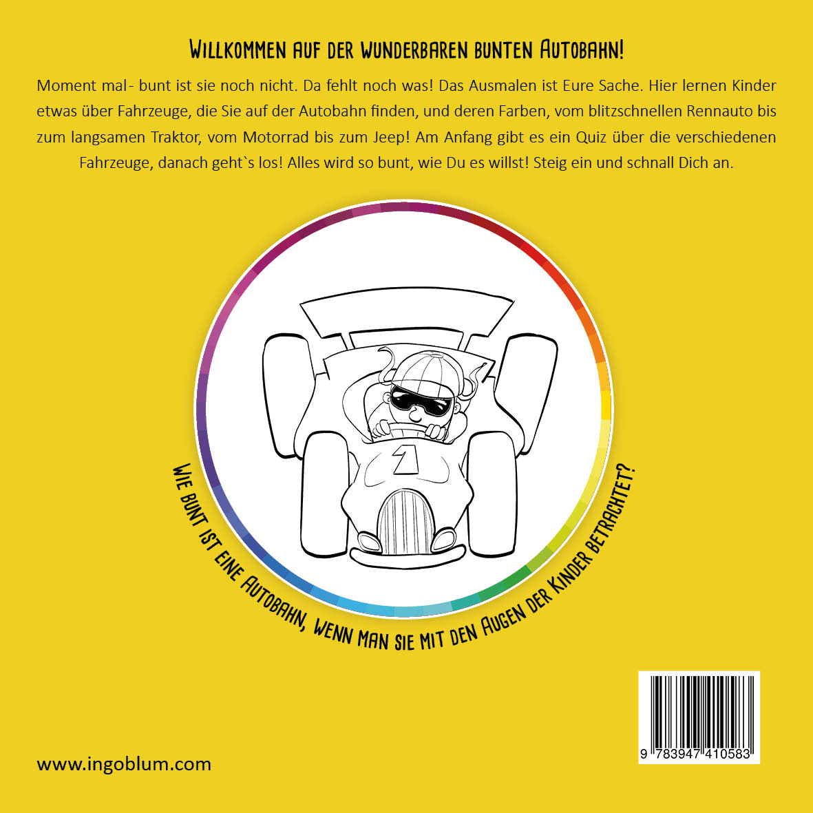 Rückseitencover Unsere wunderbare bunte Autobahn - MALBUCH
