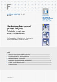 Vorderes Coverbild ift-Fachinformation VE 12/01 - Überkopfverglasung mit geringer Neigung - Technische Umsetzung anspruchsvoller Details