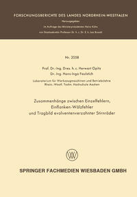 Vorderes Coverbild Zusammenhänge zwischen Einzelfehlern, Einflanken-Wälzfehler und Tragbild evolventenverzahnter Stirnräder