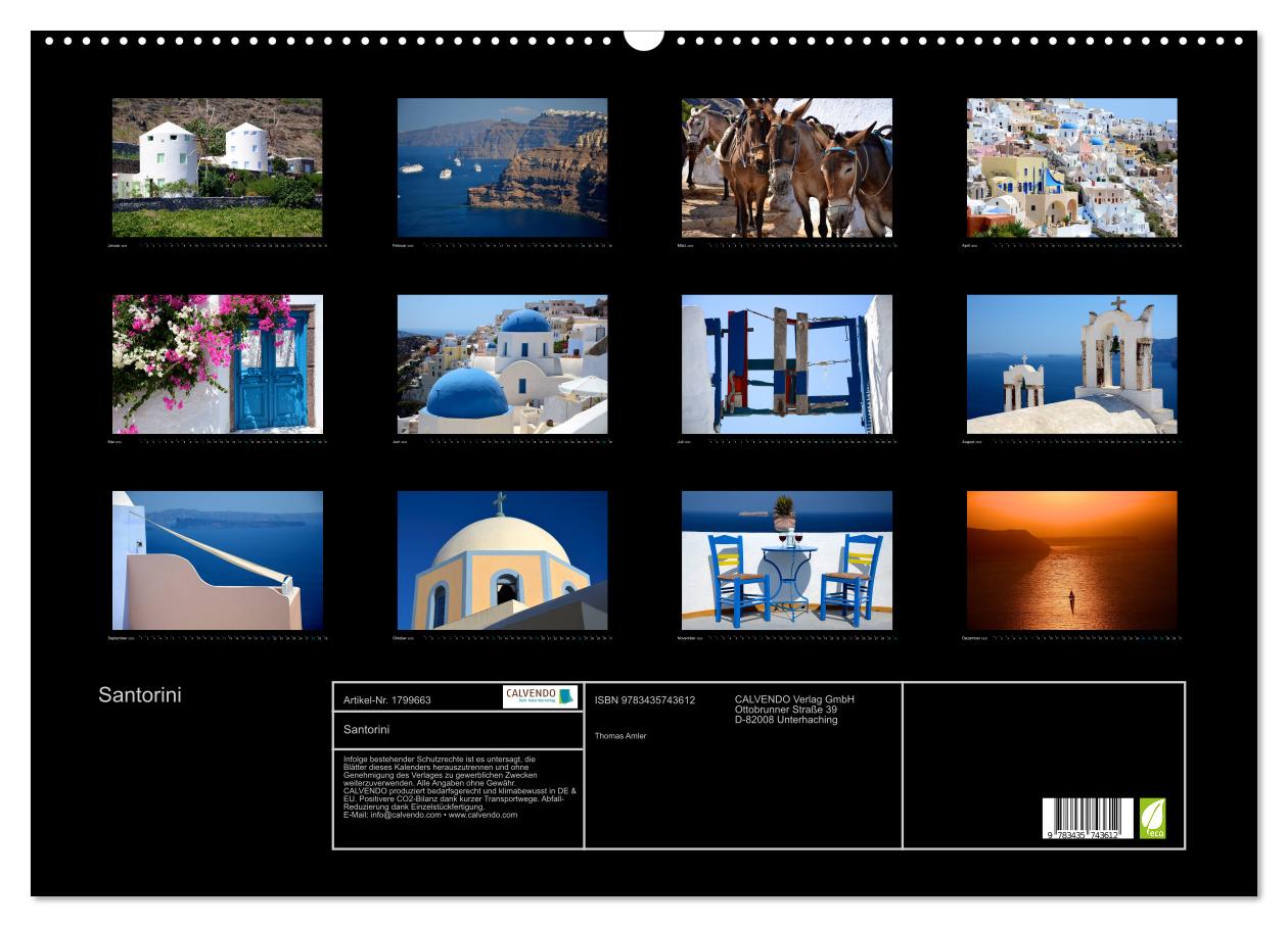 Beispielinhalt (Bild) Santorini (Wandkalender 2025 DIN A2 quer), CALVENDO Monatskalender