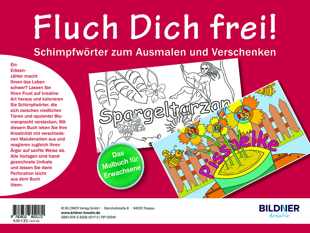 Rückseitencover Das Malbuch für Erwachsene: Fluch Dich frei - Vollidiot!