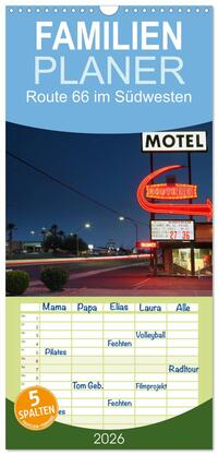 Vorderes Coverbild Familienplaner 2026 - Route 66 im Südwesten mit 5 Spalten (Wandkalender, 21 x 45 cm) CALVENDO