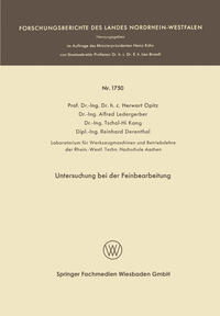 Vorderes Coverbild Untersuchung bei der Feinbearbeitung