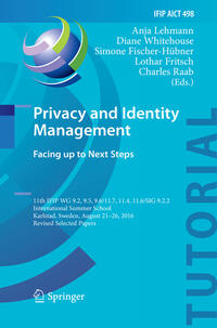 Vorderes Coverbild Privacy and Identity Management. Facing up to Next Steps