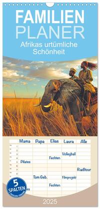 Vorderes Coverbild Familienplaner 2025 - Afrikas urtümliche Schönheit mit 5 Spalten (Wandkalender, 21 x 45 cm) CALVENDO