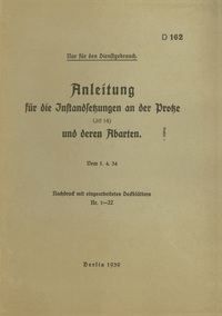 Vorderes Coverbild D 162 Anleitung für die Instandsetzungen an der Protze