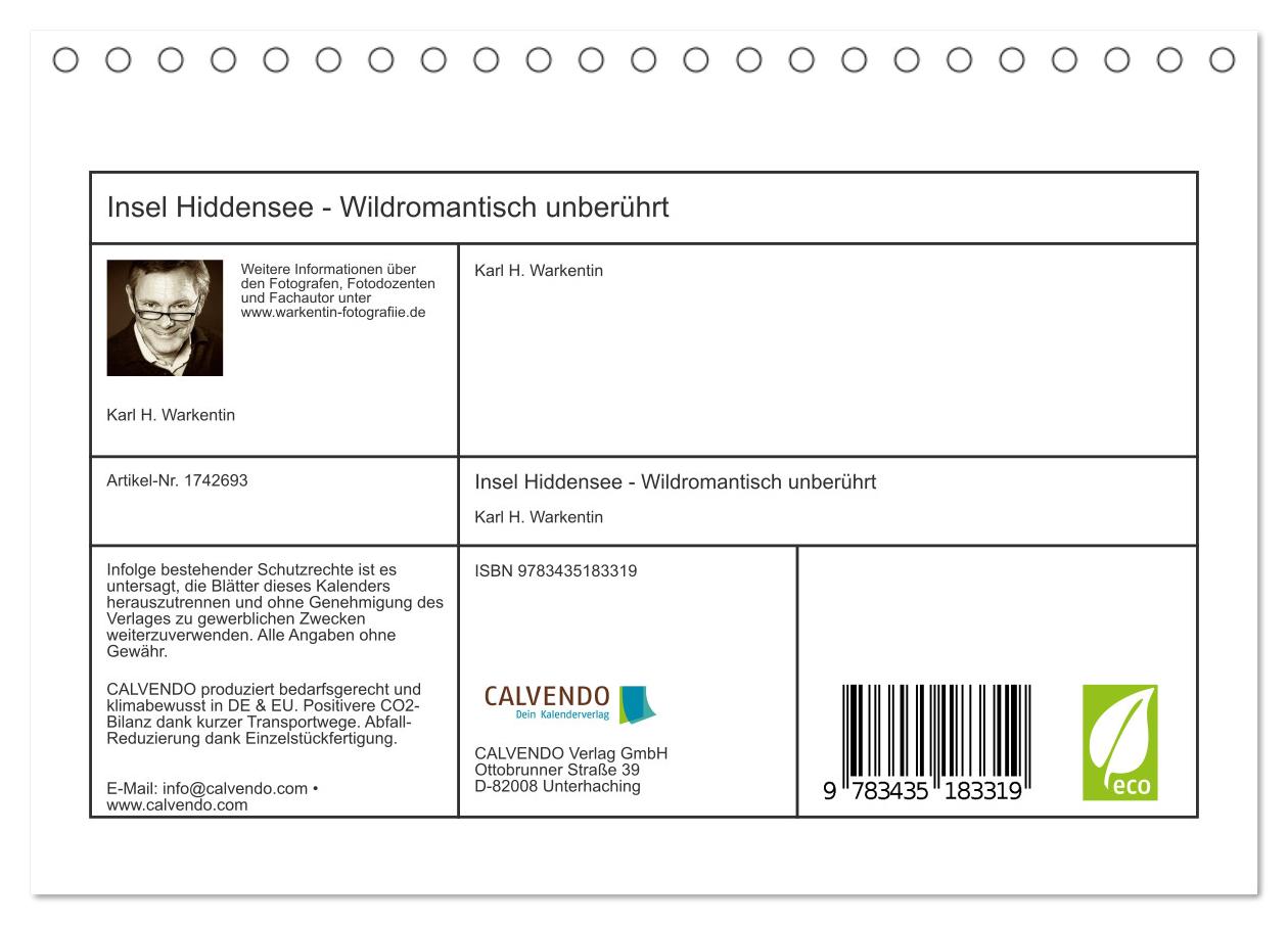 Beispielinhalt (Bild) Insel Hiddensee - Wildromantisch unberührt (Tischkalender 2025 DIN A5 quer), CALVENDO Monatskalender