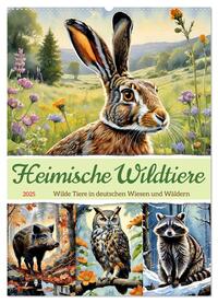 Vorderes Coverbild Heimische Wildtiere 2025 (Wandkalender 2025 DIN A2 hoch), CALVENDO Monatskalender