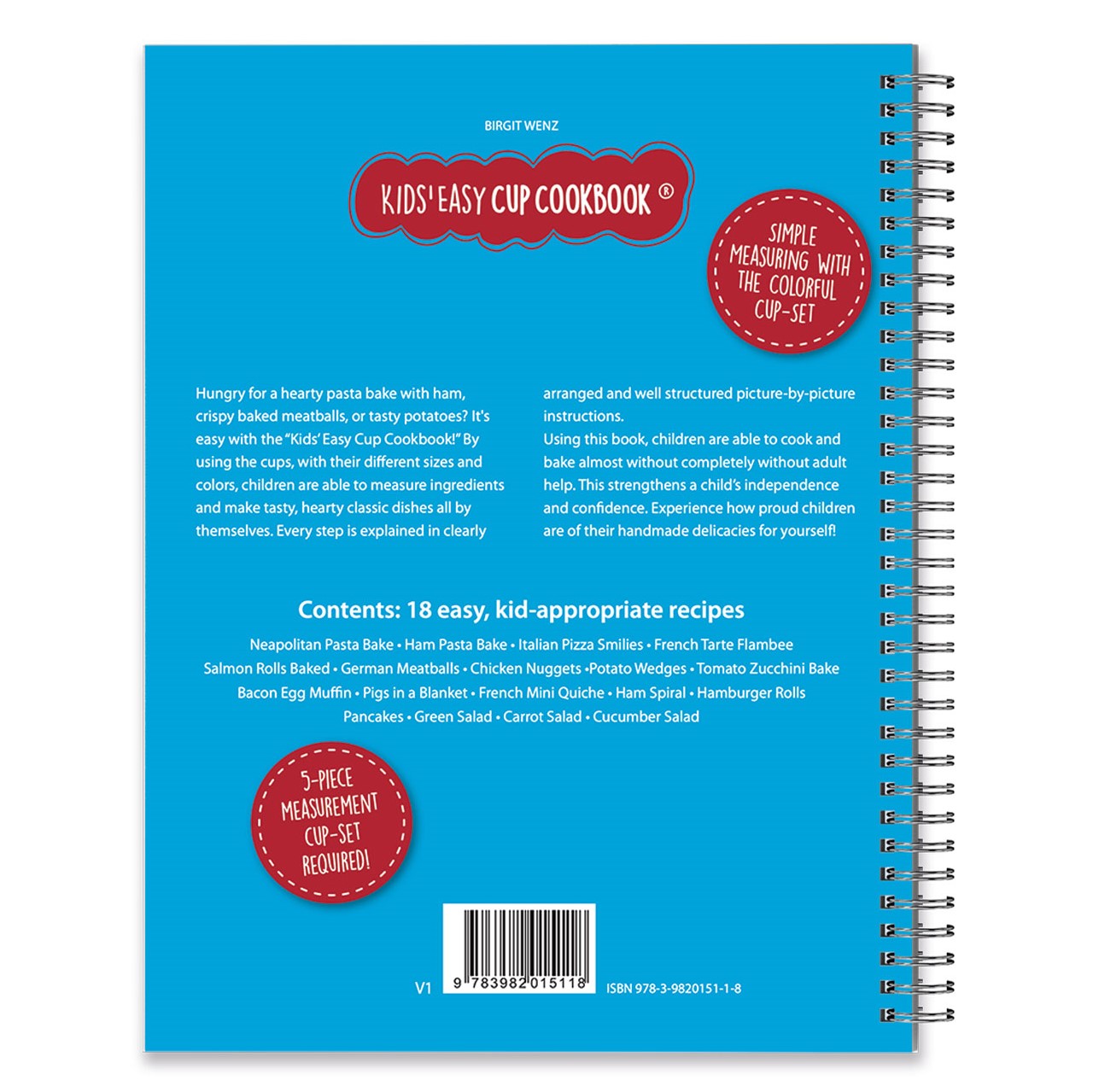 Rückseitencover Kids Easy Cup Cookbook: Cooking with Kids (Part 2), Cooking box set incl. 5 colorful measuring cups