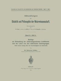 Vorderes Coverbild Beiträge zur Behandlung der elektromagnetischen Lichttheorie und der Lehre von den elektrischen Schwingungen