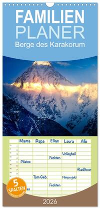 Vorderes Coverbild Familienplaner 2026 - Berge des Karakorum mit 5 Spalten (Wandkalender, 21 x 45 cm) CALVENDO