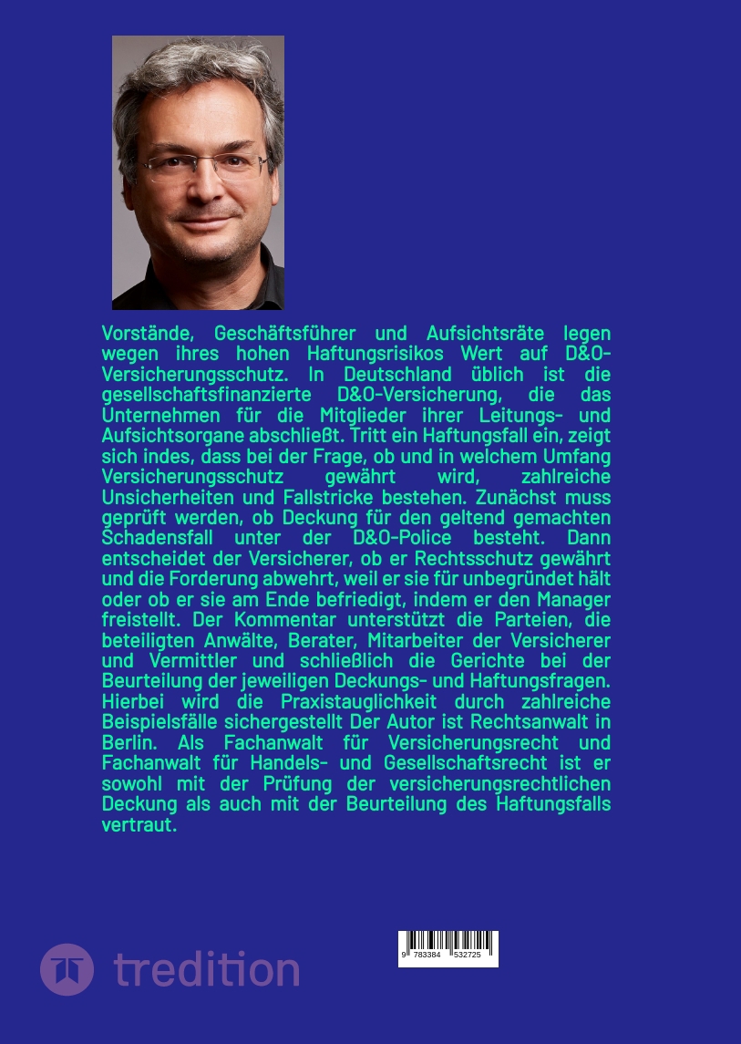 Rückseitencover Praxiskommentar: D&O-Versicherung und Managerhaftung