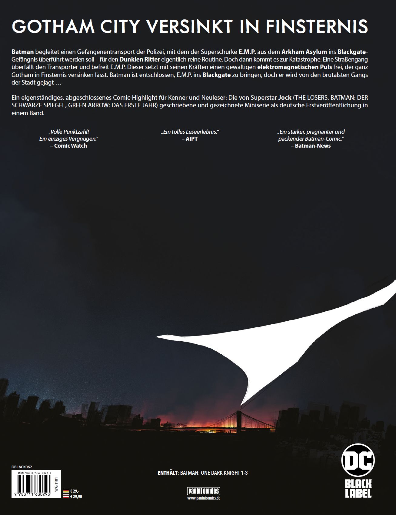 Rückseitencover Batman: One Dark Knight