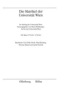 Vorderes Coverbild Die Matrikel der Universität Wien