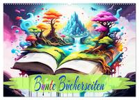 Vorderes Coverbild Bunte Bücherseiten (Wandkalender 2025 DIN A2 quer), CALVENDO Monatskalender