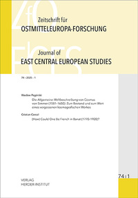 Vorderes Coverbild Zeitschrift für Ostmitteleuropa-Forschung (ZfO) 74/1 / Journal of East Central European Studies (JECES) 74/1