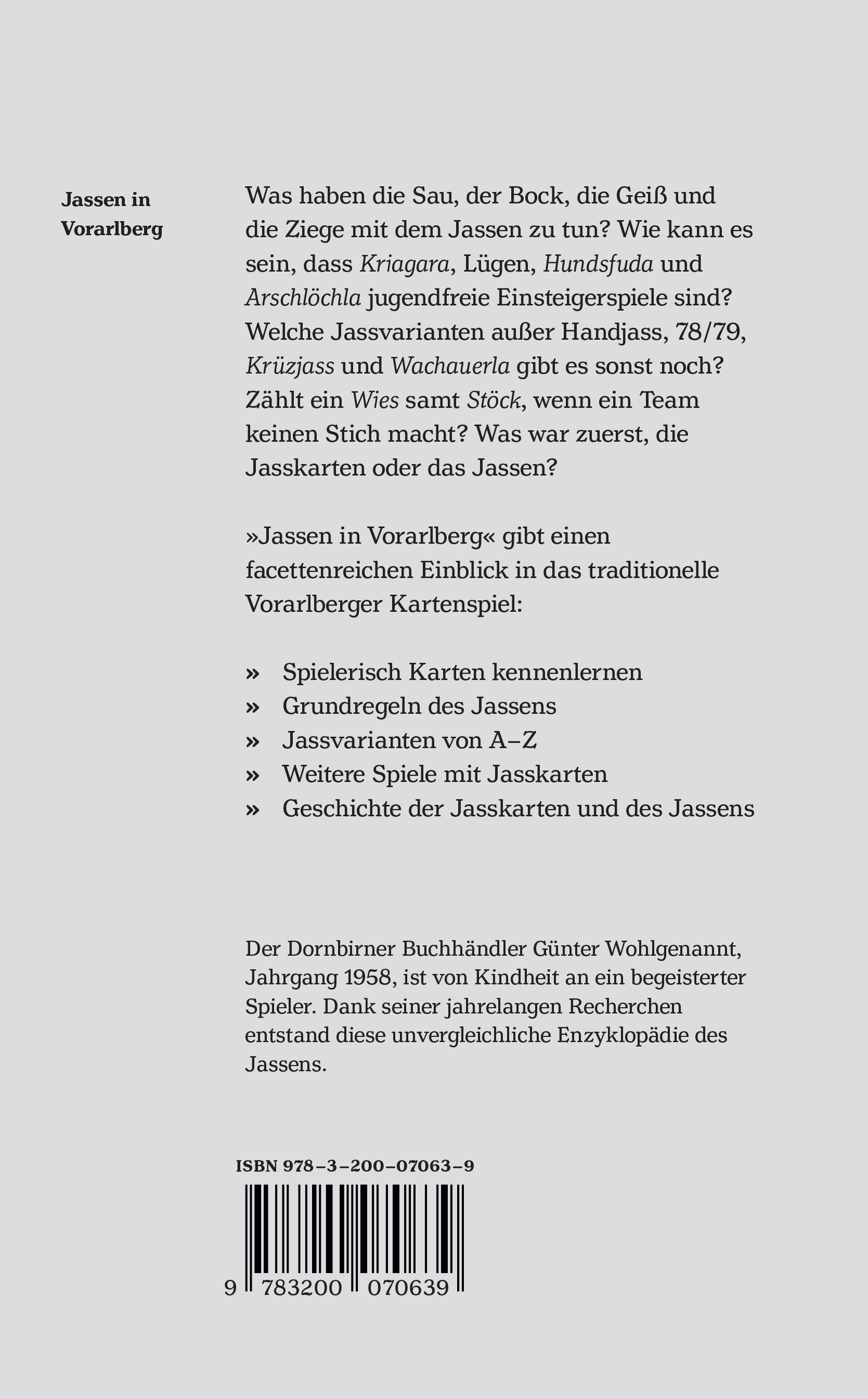 Rückseitencover Jassen in Vorarlberg