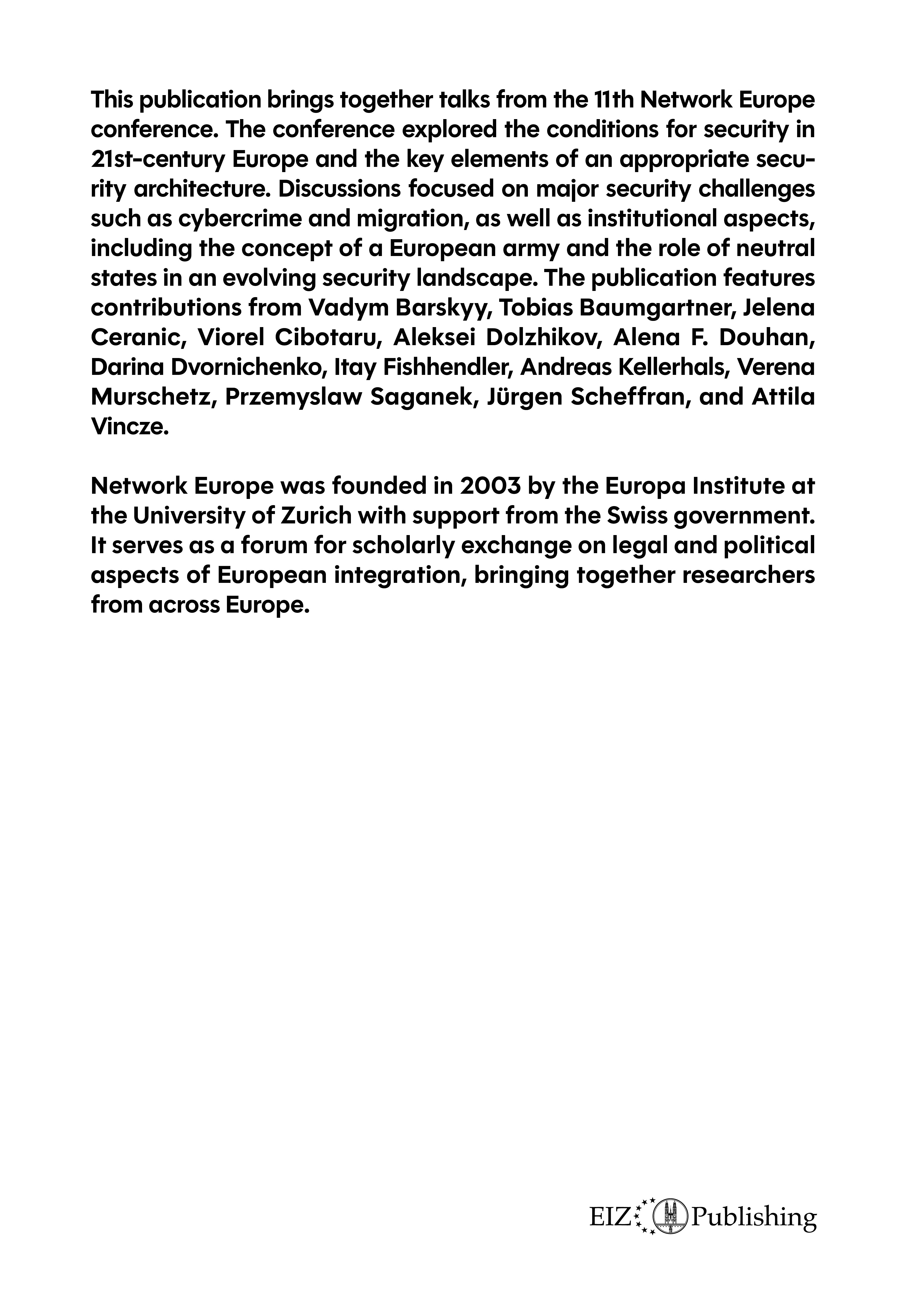 Rückseitencover Challenges, risks and threats for security in Europe