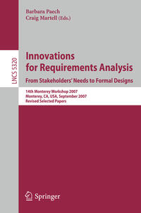 Vorderes Coverbild Innovations for Requirement Analysis. From Stakeholders' Needs to Formal Designs