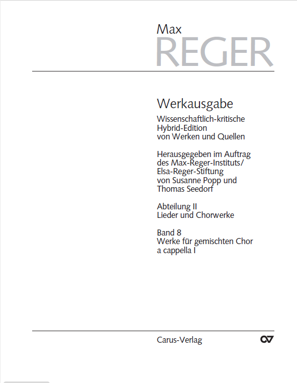 Anderes Coverbild Reger-Werkausgabe, Bd. II/8