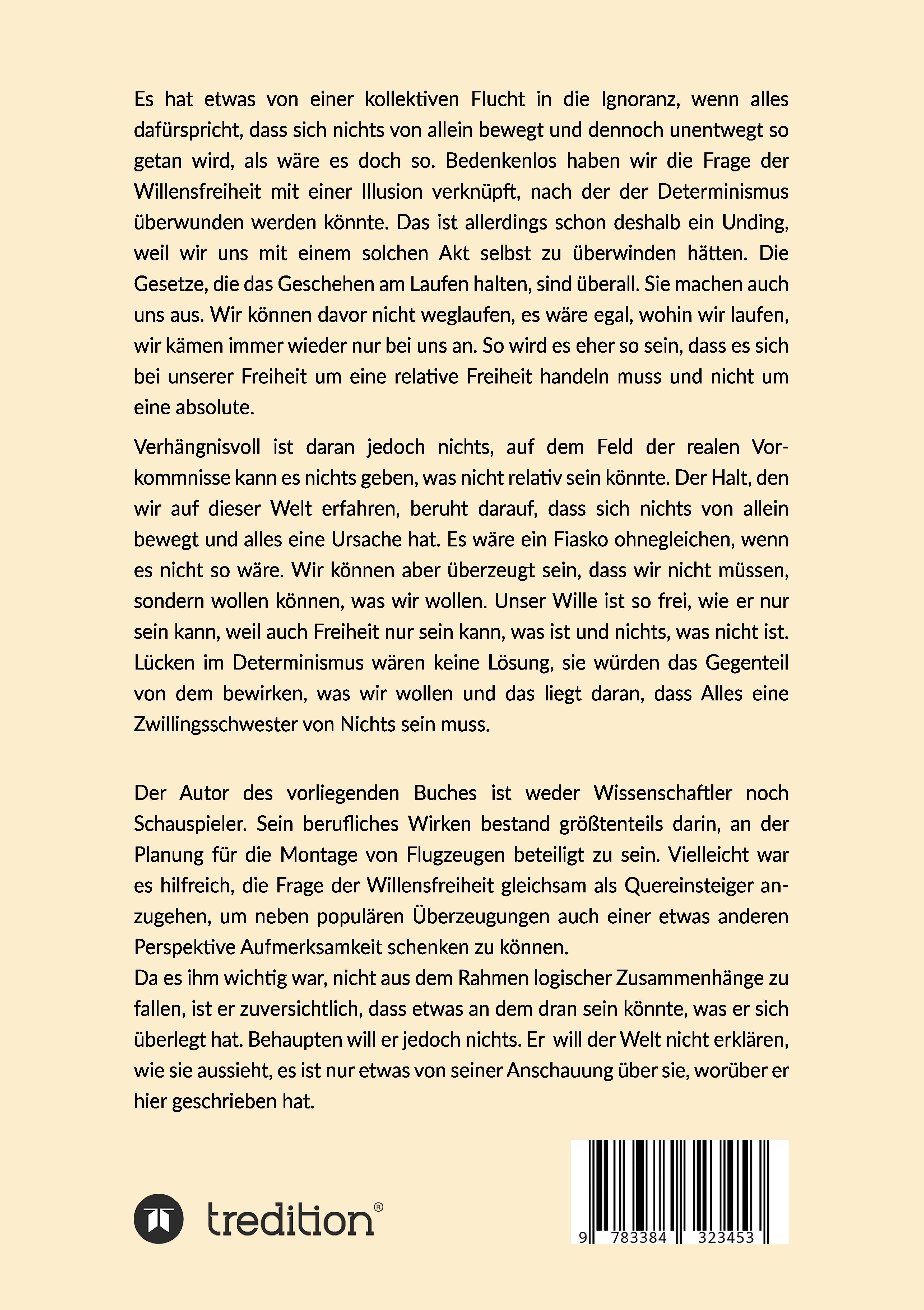 Rückseitencover DETERMINISMUS AUF AUGENHÖHE